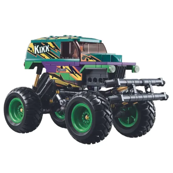 КОНСТРУКТОР SLUBAN B1158, 6 "MONSTER TRUCK", С ИНЕРЦИЕЙ, 6+, ЗЕЛЕНЫЙ | ЛИЛОВЫЙ