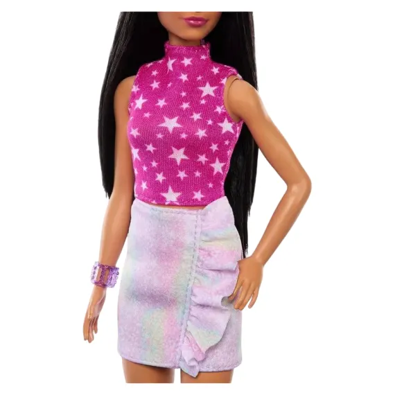 КУКЛА BARBIE "МОДНИЦА С ЧЕРНЫМИ ВОЛОСАМИ И ПЕРЕЛИВАЮЩЕЙСЯ ЮБКОЙ"