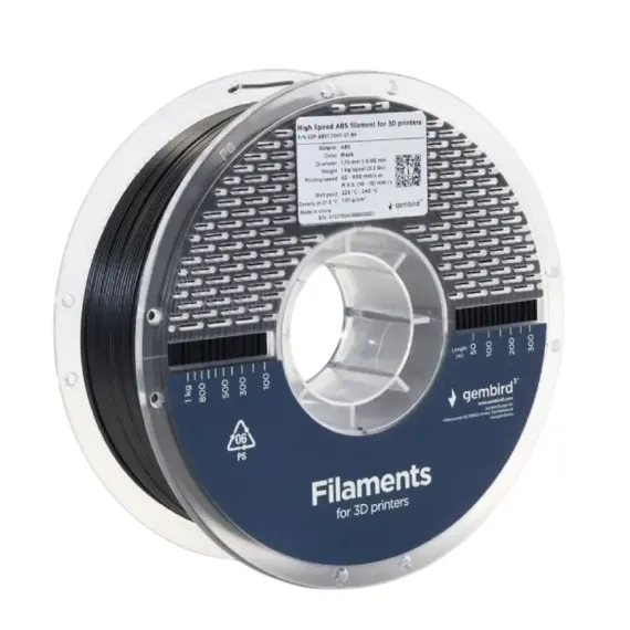 НИТЬ ДЛЯ 3D-ПРИНТЕРА GEMBIRD 3DP-ABS1.75HY-01-BK, ABS, ЧЕРНЫЙ, 1.75 ММ, 1КГ