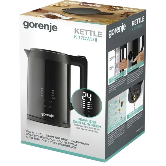 ЭЛЕКТРОЧАЙНИК GORENJE K17DWDII, ЧЁРНЫЙ