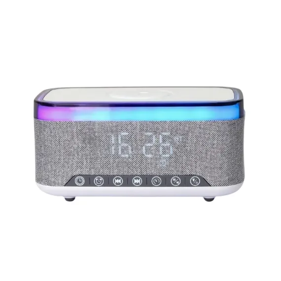 ЦИФРОВОЙ БУДИЛЬНИК GEMBIRD SMART CLOCK С ДИНАМИКОМ И БЕСПРОВОДНОЙ ЗАРЯДКОЙ, БЕЛЫЙ | СВЕТЛО-СЕРЫЙ