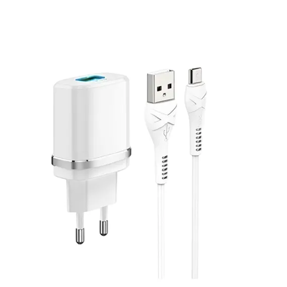 ЗАРЯДНОЕ УСТРОЙСТВО XPOWER CHARGER + MICRO-USB CABLE, 1USB, QC3.0, БЕЛЫЙ