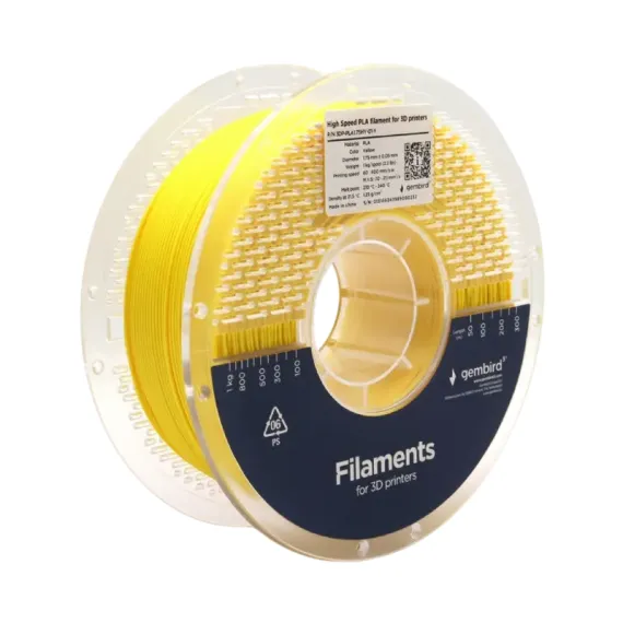 НИТЬ ДЛЯ 3D-ПРИНТЕРА GEMBIRD 3DP-PLA1.75HY-01-Y, PLA, ЖЕЛТЫЙ, 1.75 ММ, 1КГ