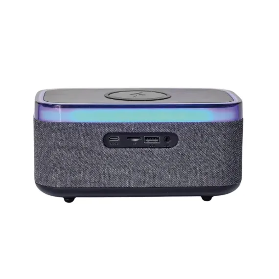 ЦИФРОВОЙ БУДИЛЬНИК GEMBIRD SMART CLOCK С ДИНАМИКОМ И БЕСПРОВОДНОЙ ЗАРЯДКОЙ, ЧЕРНЫЙ | СЕРЫЙ