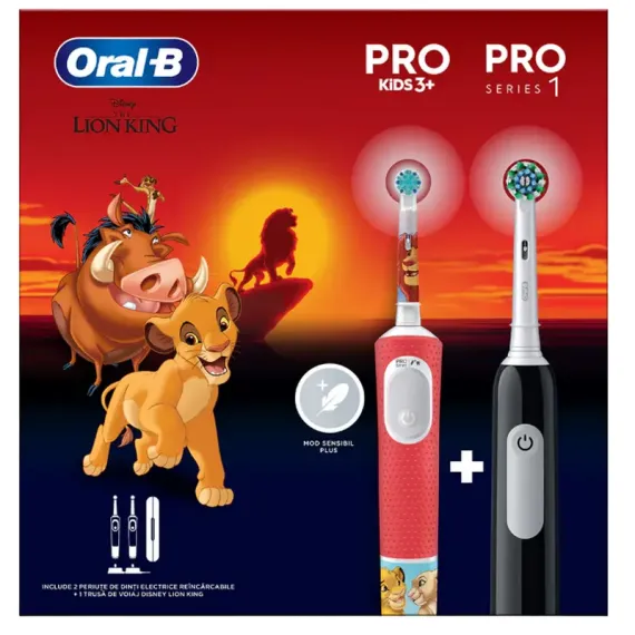 ЭЛЕКТРИЧЕСКАЯ ЗУБНАЯ ЩЕТКА BRAUN ORAL-B PRO KIDS LION KING SET, КРАСНЫЙ | ЧЕРНЫЙ