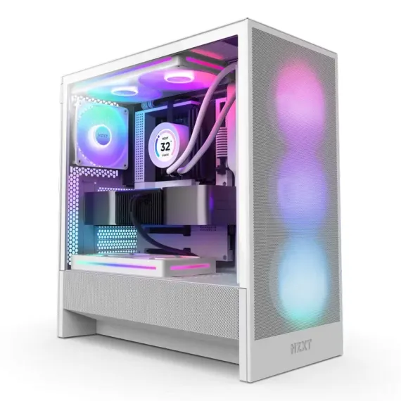 КОМПЬЮТЕРНЫЙ КОРПУС NZXT H5 FLOW RGB, MIDI-TOWER, БЕЗ БЛОКА ПИТАНИЯ, БЕЛЫЙ