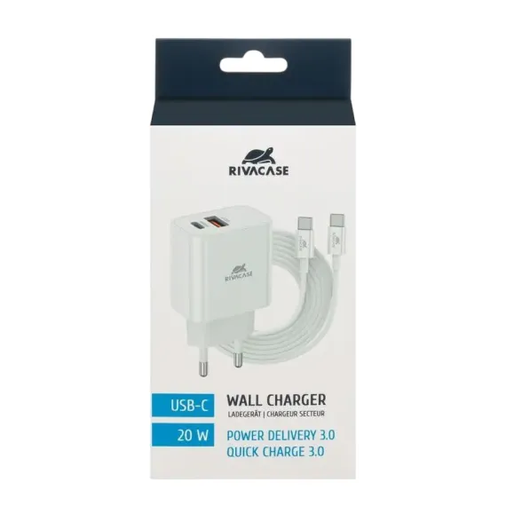 ЗАРЯДНОЕ УСТРОЙСТВО RIVACASE PS4102 WD4, 20ВТ, БЕЛЫЙ