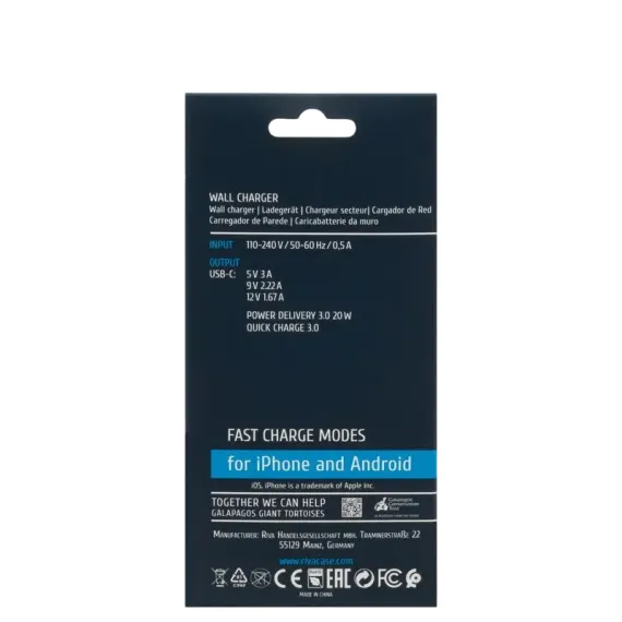 ЗАРЯДНОЕ УСТРОЙСТВО RIVACASE PS4101 W00, 20ВТ, БЕЛЫЙ