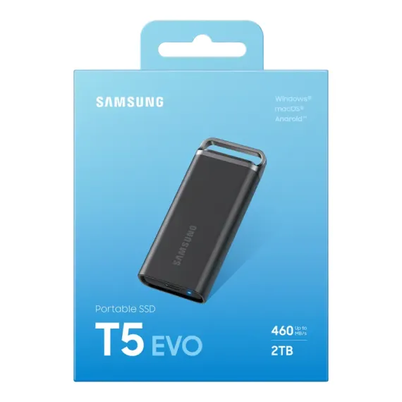 ВНЕШНИЙ ПОРТАТИВНЫЙ SSD НАКОПИТЕЛЬ SAMSUNG T5 EVO, 2 ТБ, ЧЁРНЫЙ (MU-PH2T0S/EU)