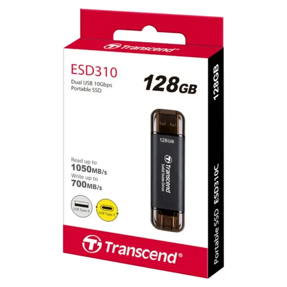 ВНЕШНИЙ ПОРТАТИВНЫЙ SSD НАКОПИТЕЛЬ TRANSCEND ESD310C, 128 ГБ, ЧЁРНЫЙ (TS128GESD310C)