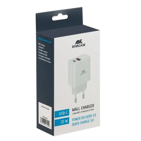 ЗАРЯДНОЕ УСТРОЙСТВО RIVACASE PS4102 W00, 20ВТ, БЕЛЫЙ