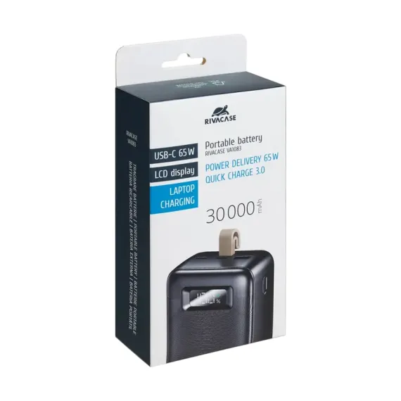 ПОРТАТИВНОЕ ЗАРЯДНОЕ УСТРОЙСТВО RIVACASE VA1083, 30000МА·Ч, ЧЁРНЫЙ