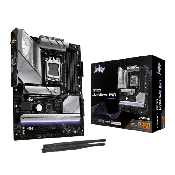 МАТЕРИНСКАЯ ПЛАТА ASROCK B850 LIVEMIXER WIFI, AM5, AMD B850, ATX
