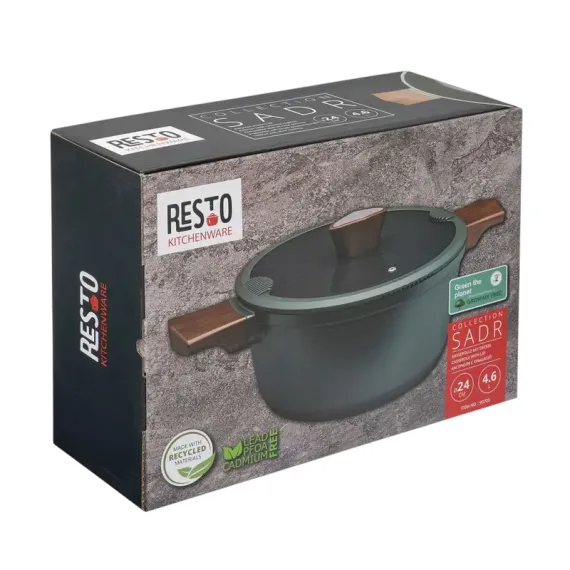 КАСТРЮЛЯ RESTO 93703, 4.6Л, 24СМ, ЗЕЛЁНЫЙ