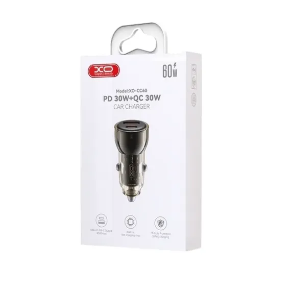 АВТОМОБИЛЬНОЕ ЗАРЯДНОЕ УСТРОЙСТВО XO CC60, 60ВТ, ЧЁРНЫЙ