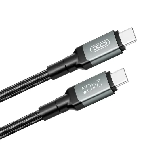 КАБЕЛЬ ДЛЯ ЗАРЯДКИ И СИНХРОНИЗАЦИИ XO NB-Q264B, USB TYPE-C/USB TYPE-C, 2М, ЧЁРНЫЙ
