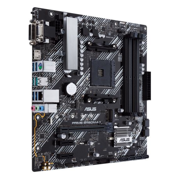 ASUS PRIME B450M-A II, SOCKET AM4, AMD B450, DUAL 4XDDR4-4400, APU AMD GRAPHICS, VGA, DVI, HDMI, 1XPCIE X16, 6XSATA3, RAID, 1XM.2, ALC887 HDA, 2XPCIE X1, GBE LAN, 2XUSB3.2 GEN 2, 6XUSB3.2, AURA SYNC RGB, 5X PRO.III, MATX