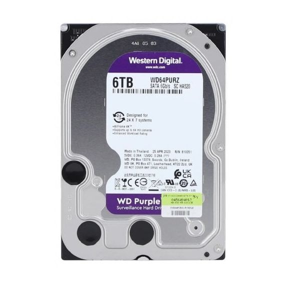 3.5” HDD WESTERN DIGITAL CAVIAR PURPLE WD64PURZ / 6TB / INTELLIPOWER / 256MB