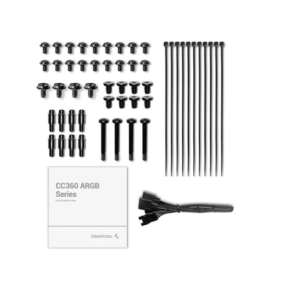 CARCASA DEEPCOOL CC360 ARGB / W/OPSU / SIDE PANEL / 3X120MM ARGB FANS / ATX / BLACK