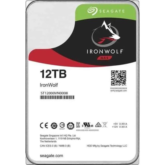 3.5” HDD SEAGATE IRONWOLF ST12000VN0008 / 12TB / 7200RPM / 256MB