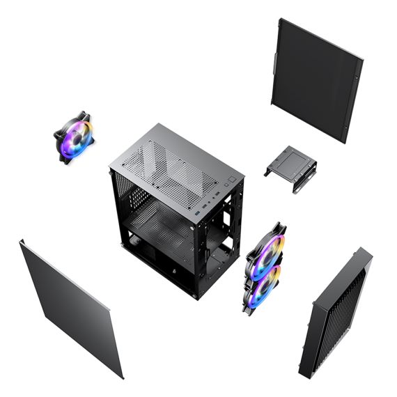 CARCASA 1STPLAYER BS-2 / NO PSU / SIDE-WINDOW / 3X120MM / MATX / BLACK