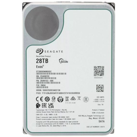 3.5” HDD SEAGATE ST28000NM000C EXOS/ 28.0TB/ 7200RPM/ 512MB/ SATAIII