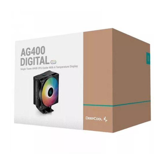 КУЛЕР DEEPCOOL AG400 DIGITAL BK ARGB/ UNIVERSAL/ 220W/ 500~2100RPM/ <31.6DBA/ 75.89CFM/ BLACK