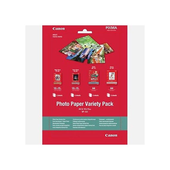 HARTIE FOTO CANON VP-101 VARIETY PACK 4X6” AND A4 - 20 FOI (0775B079)