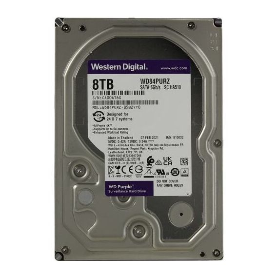 3.5" HDD 8.0TB  WESTERN DIGITAL WD84PURZ CAVIAR(R) PURPLE(TM), CMR DRIVE, 5640RPM, 128MB, SATAIII