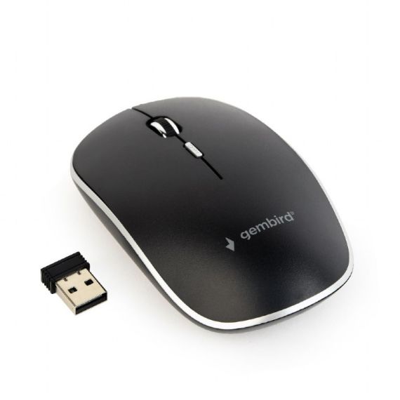 GEMBIRD MUSW-4BSC-01, SILENT WIRELESS OPTICAL MOUSE, 2.4GHZ, 4-BUTTON, 800 - 1600DPI, TYPE-C RECEIVER, BLACK