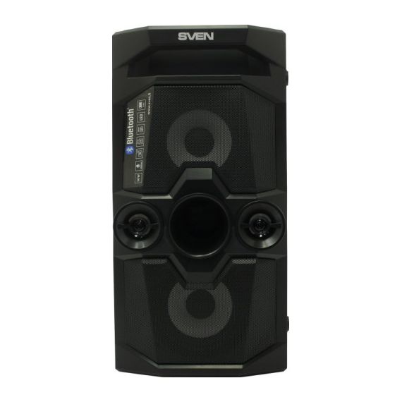 SVEN PS-650 BLACK, BLUETOOTH PORTABLE SPEAKER, 50W RMS, EFFECTIVE MULTI-COLORED LIGHTING, LED DISPLAY, FM TUNER, USB & MICROSD, BUILT-IN LITHIUM BATTERY 2X4000 MAH, TRACKS CONTROL, AUX, RC, OPTICAL, MICRO USB OR 5V DC POWER SUPPLY