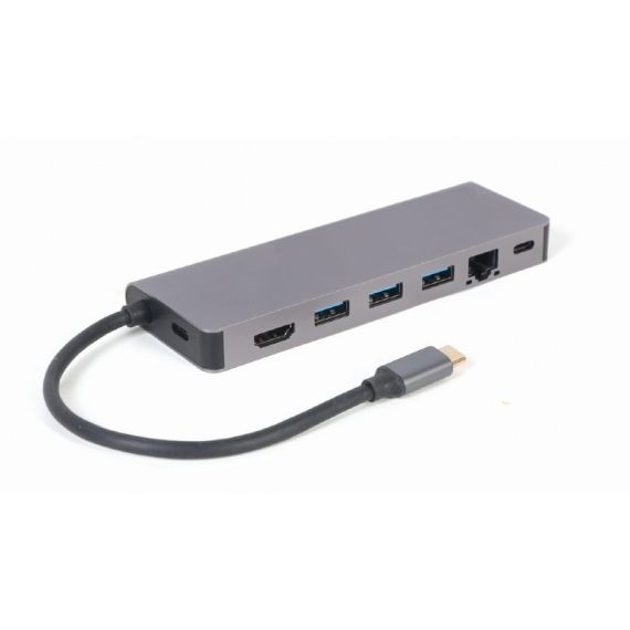 МНОГОПОРТОВЫЙ АДАПТЕР GEMBIRD A-CM-COMBO5-05/ USB-C/ 3XUSB-A/ 1XUSB-C (PD 100W)/ HDMI/ RJ45/ SD