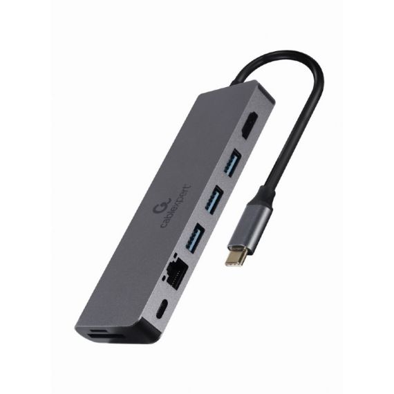 МНОГОПОРТОВЫЙ АДАПТЕР GEMBIRD A-CM-COMBO5-05/ USB-C/ 3XUSB-A/ 1XUSB-C (PD 100W)/ HDMI/ RJ45/ SD