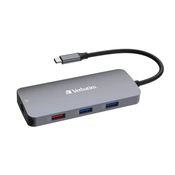 МНОГОПОРТОВЫЙ АДАПТЕР VERBATIM CMH-09/ USB-С/ 2XUSB-A 3.2/ 1XUSB-A 3.2(GEN 2)/ 2XUSB-C 3.2(GEN 2)/ HDMI/ RJ45/ SD/ MICROSD