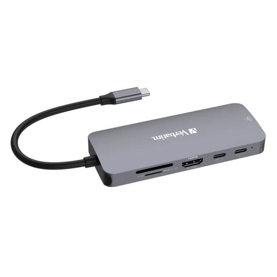 МНОГОПОРТОВЫЙ АДАПТЕР VERBATIM CMH-09/ USB-С/ 2XUSB-A 3.2/ 1XUSB-A 3.2(GEN 2)/ 2XUSB-C 3.2(GEN 2)/ HDMI/ RJ45/ SD/ MICROSD