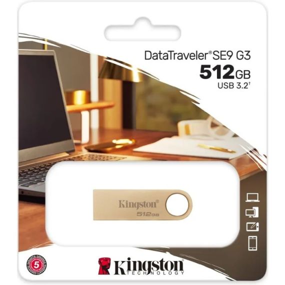 ФЛЕШ-НАКОПИТЕЛЬ USB KINGSTON DATATRAVELER SE9 G3 / 512ГБ / USB3.2 GEN1 / GOLD