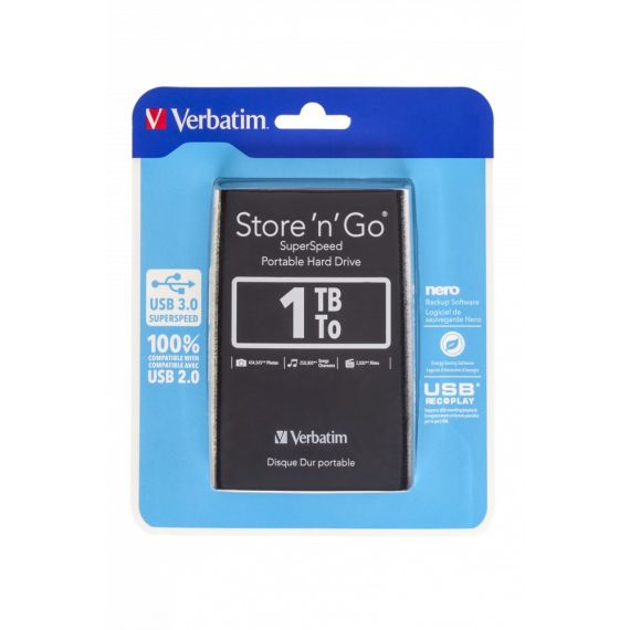 2.5” HDD EXTERN VERBATIM STORE 'N' GO G1 / USB3.0 / 1.0TB / BLACK