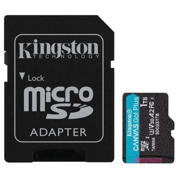 КАРТА ПАМЯТИ MICROSD 1TB KINGSTON CANVAS GO! PLUS, A2, 170MBPS, + SD ADAPTER