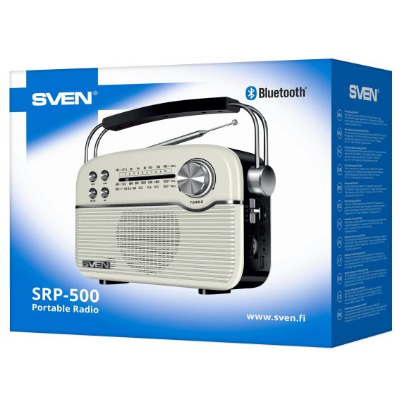 КОЛОНКА ПОРТАТИВНАЯ SVEN SRP-500, WHITE / 3W / BLUETOOTH / FM/AM/SW RADIO / USB / MICROSD