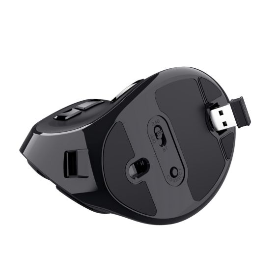 БЕСПРОВОДНАЯ ПЕРЕЗАРЯЖАЕМАЯ ЭРГОНОМИЧНАЯ МЫШЬ TRUST VOXX / 2.4GHZ/ BLUETOOTH/ BLACK