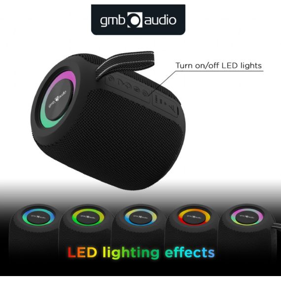 КОЛОНКА ПОРТАТИВНАЯ GEMBIRD SPK-BT-LED-05-BK/ 8W / BLUETOOTH / MICROSD / USB / 1200 MAH