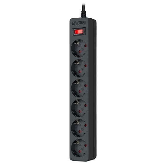ФИЛЬТР СЕТЕВОЙ SVEN SF-06E/ 6 SOCKETS/ 2300W/ 3.0M/ BLACK