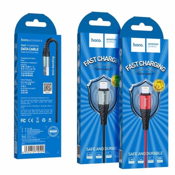 КАБЕЛЬ USB НА LIGHTNING HOCO  X38 COOL CHARGING / 1M / PVC / UP TO 2.4A / BLACK