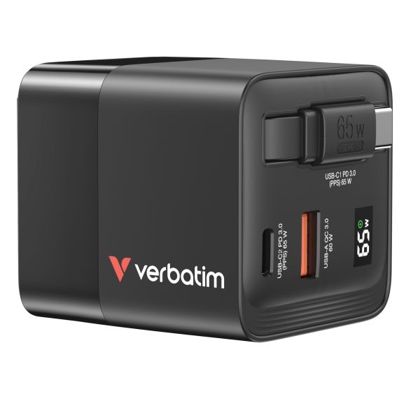 USB-ЗАРЯДНОЕ УСТРОЙСТВО  VERBATIM MINI GAN CHARGER 65W