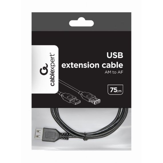 КАБЕЛЬ USB2.0 CABLEXPERT CC-USB2-AMAF-75CM/300-BK / 0.75 M / BLACK