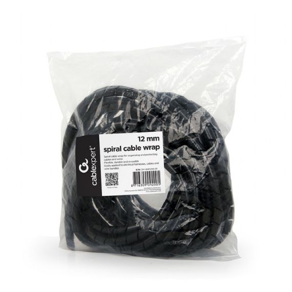 СПИРАЛЬНЫЙ КАБЕЛЬНЫЙ ОРГАНАЙЗЕР GEMBIRD CM-WR1210-01/ 12MM / 10M / BLACK