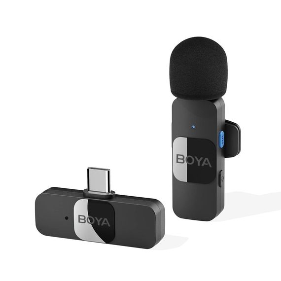 БЕСПРОВОДНАЯ МИКРОФОННАЯ СИСТЕМА BOYA ULTRACOMPACT 2.4GHZ (BY-V10), РАЗЪЕМ TYPE-C, ЧЕРНЫЙ