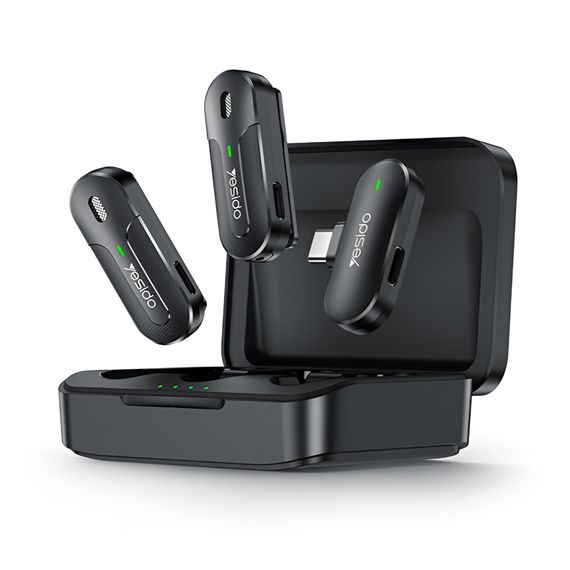 ЛАВАЛЬНЫЙ МИКРОФОН YESIDO 2В1 (TYPE-C) KR17, ЧЕРНЫЙ