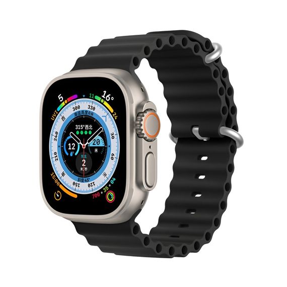 РЕМЕШОК DUX DUCIS OCEAN WAVE VERSION APPLE WATCH 42MM/44MM/45MM, ЧЕРНЫЙ