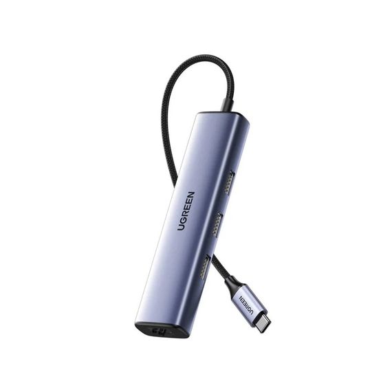 UGREEN HUB 4IN1 HUB TYPE-C 3.0 - 3*USB 3.0 + GIGABIT RJ45 + TYPE-C PD 100W CM475, SPACE GREY